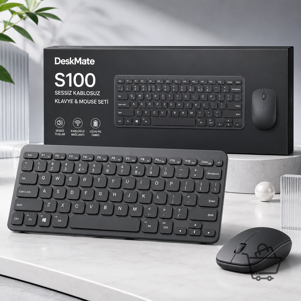 DeskMate S100 Sessiz Kablosuz Klavye & Mouse Seti