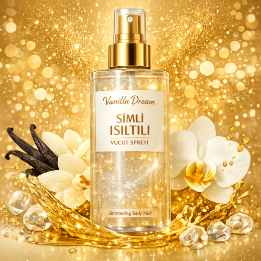 Vanilla Dream Simli Işıltılı Vücut Spreyi (Body Mist)