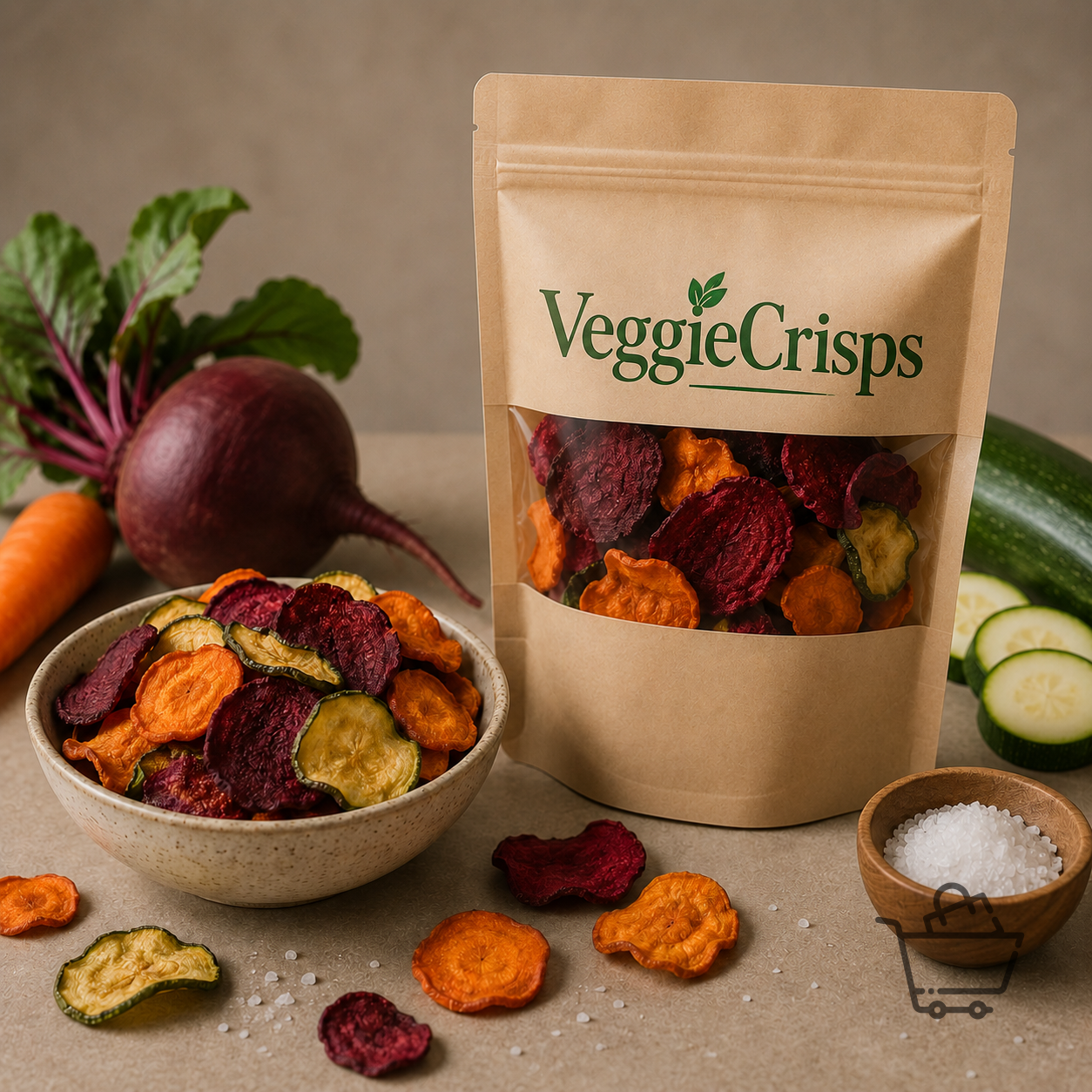VeggieCrisps Fırınlanmış Pancar ve Havuç Cipsi (Deniz Tuzlu)