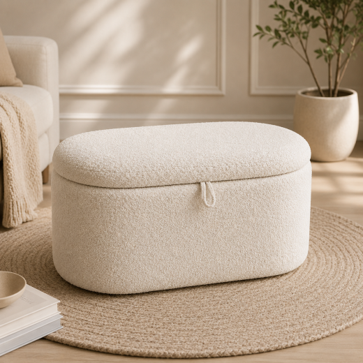 CozyBench Boucle Kumaşlı Sandıklı Puf