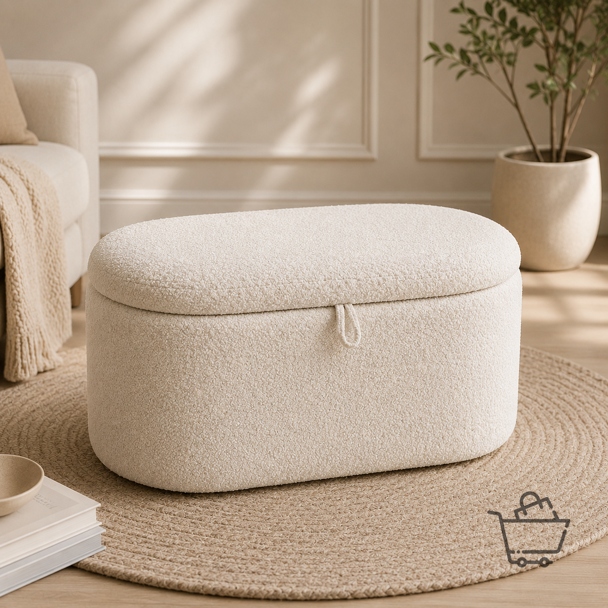 CozyBench Boucle Kumaşlı Sandıklı Puf