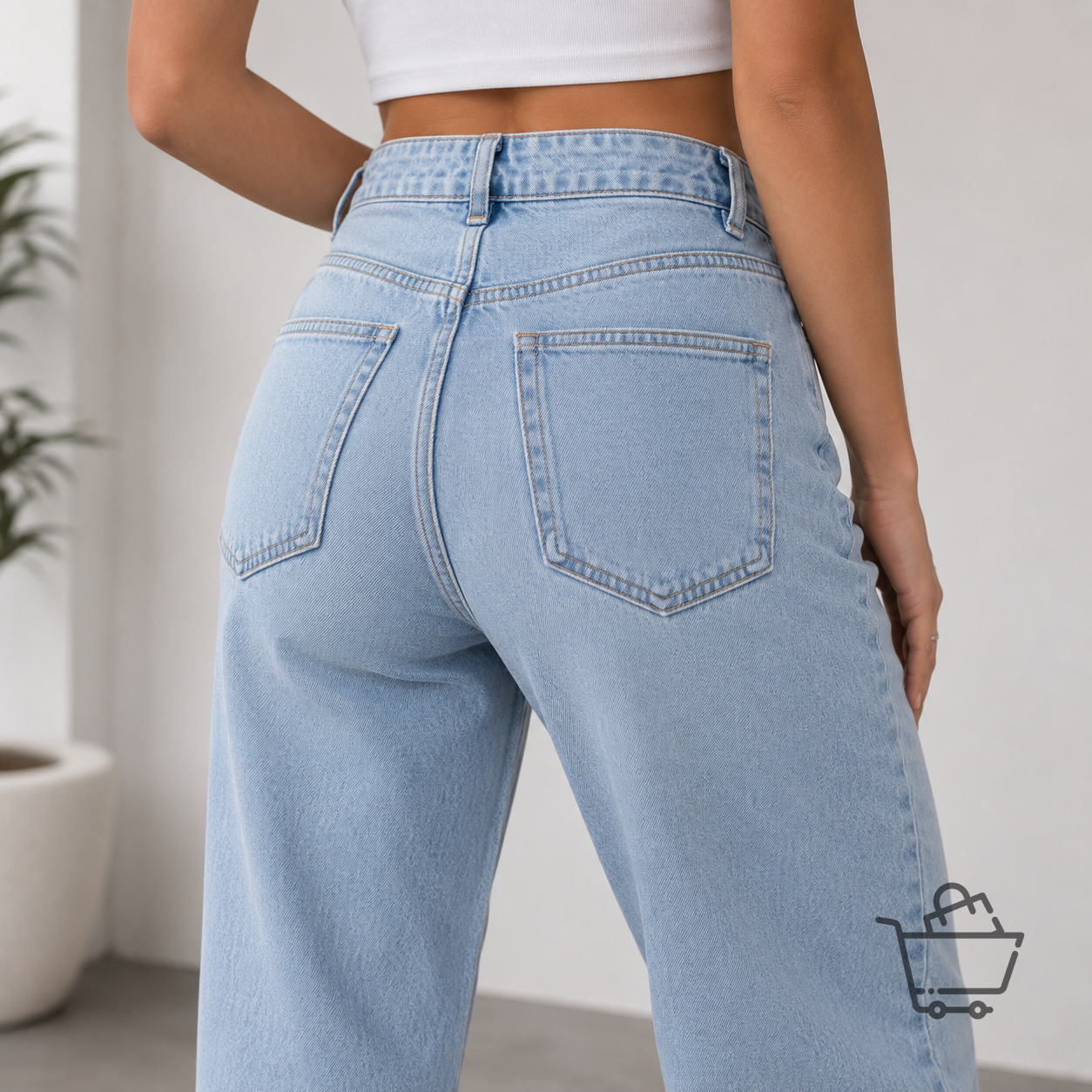 VogueLine Yüksek Bel Kadın Slouchy Jean Pantolon