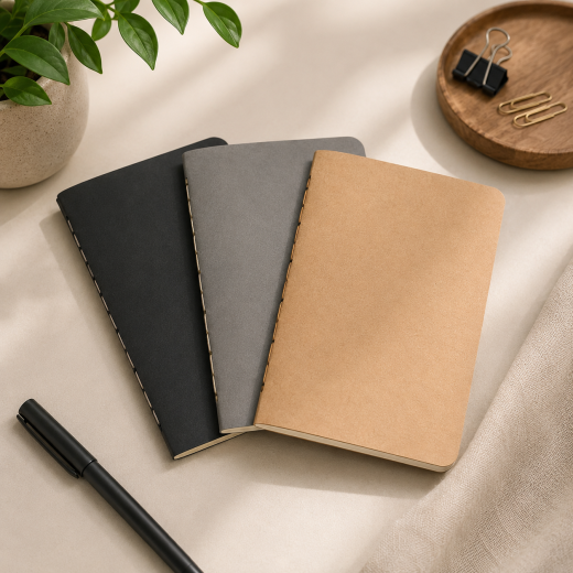 Minimalist Minimal Tasarım Dikişli Cep Not Defteri Seti (3'lü)