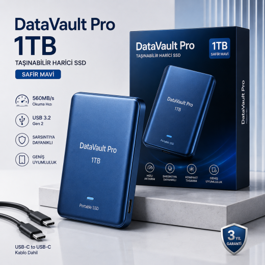 DataVault Pro 1TB Taşınabilir Harici SSD