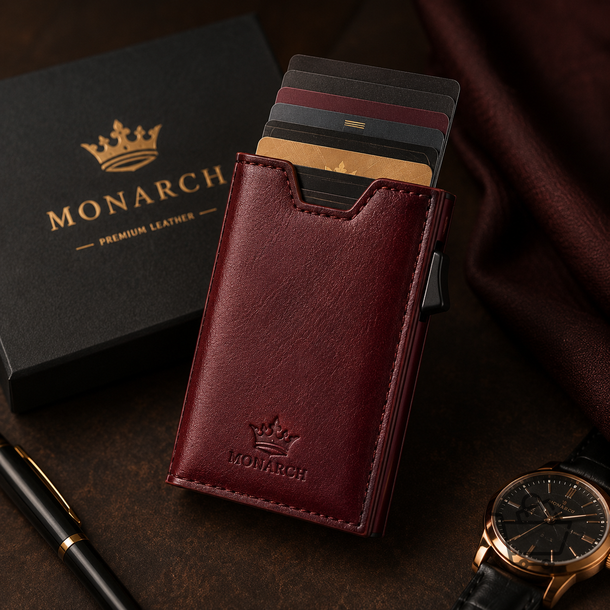 Monarch Hakiki Deri Otomatik Mekanizmalı Kartlık Cüzdan