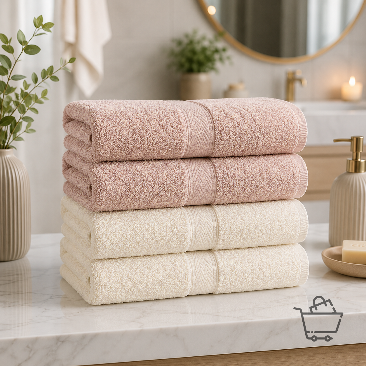 SoftTouch 4'lü Premium Pamuklu Buklet Banyo Havlusu Seti