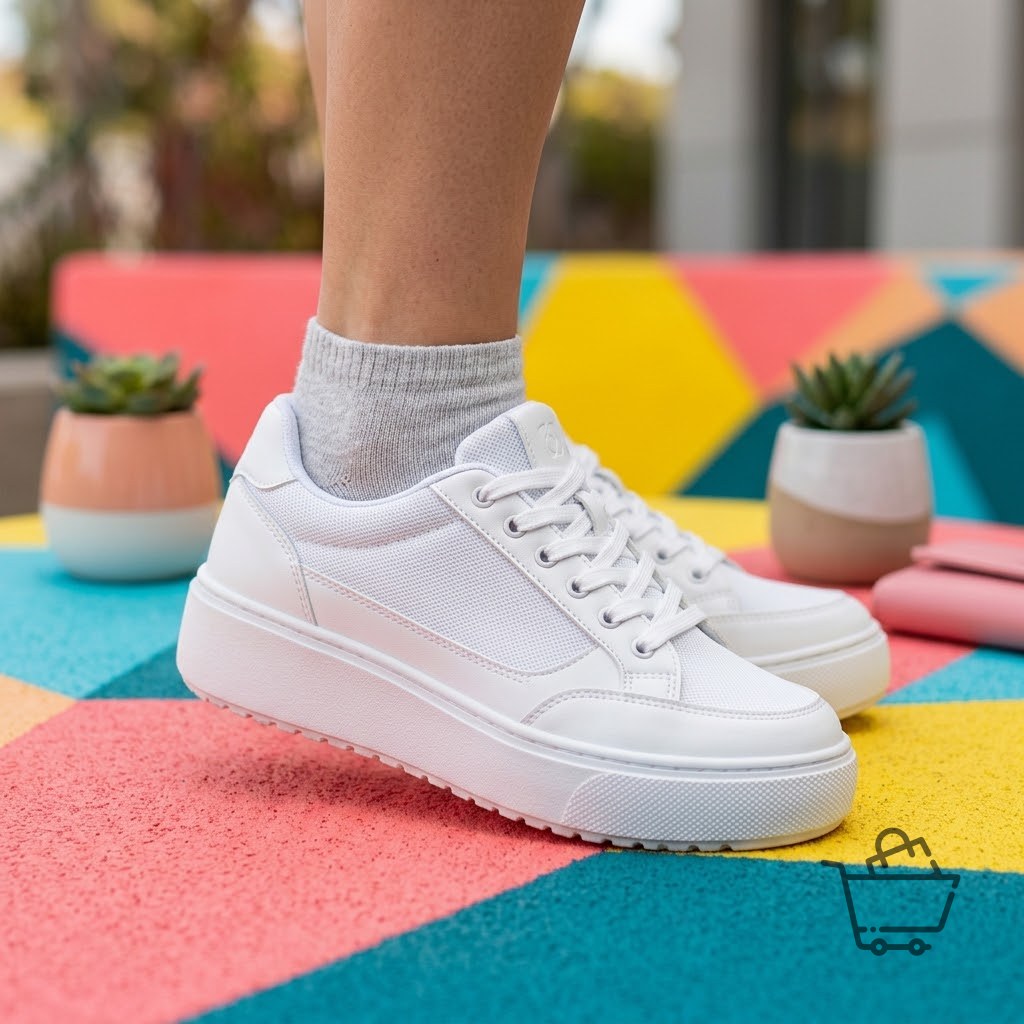 Kadın Beyaz Sneaker Yüksek Taban Spor Ayakkabı