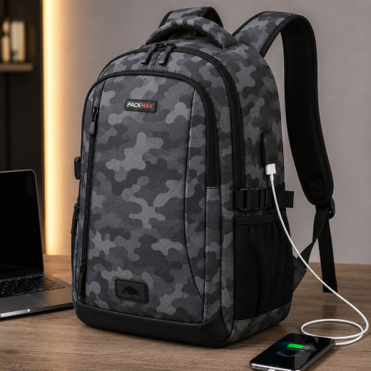 PackMax Koruyucu Gözlü USB'li Sırt Çantası
