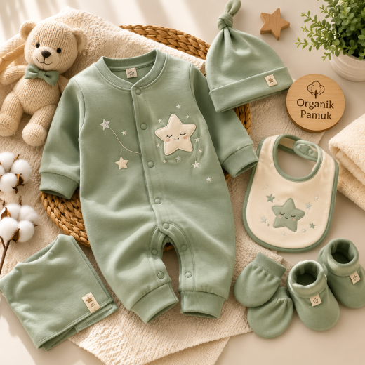 LittleStar Organik Pamuk Bebek Tulum Seti