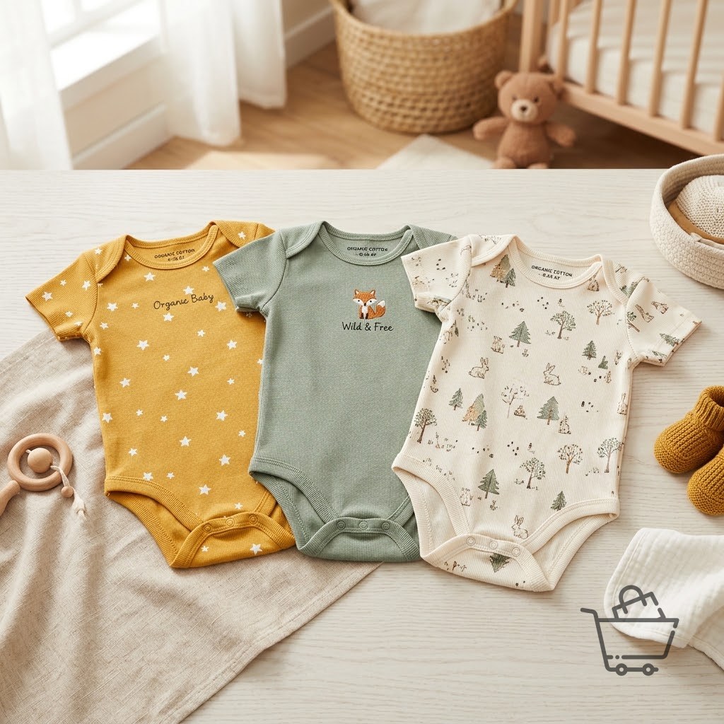 Bebek 3'lü Organik Pamuk Çıtçıtlı Zıbın Seti