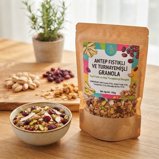 Antep Fıstıklı ve Turnayemişli (Cranberry) Granola 300g