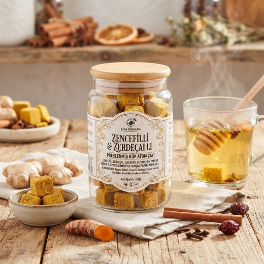 Zencefilli & Zerdeçallı Preslenmiş Küp Atom Çayı 170g