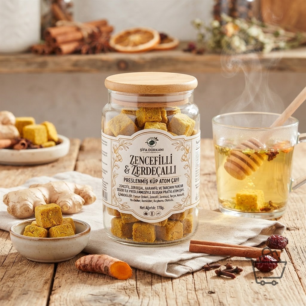Zencefilli & Zerdeçallı Preslenmiş Küp Atom Çayı 170g