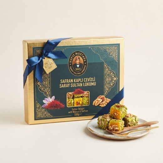 Safran Kaplı Cevizli Saray Sultan Lokumu 500g