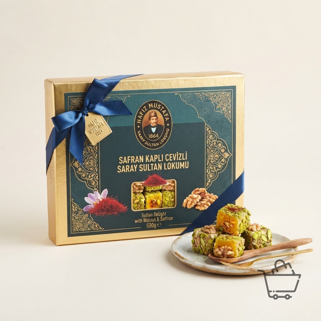 Safran Kaplı Cevizli Saray Sultan Lokumu 500g
