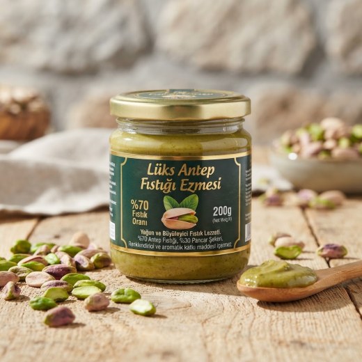 Lüks Antep Fıstığı Ezmesi %70 Fıstık Oranı 200g