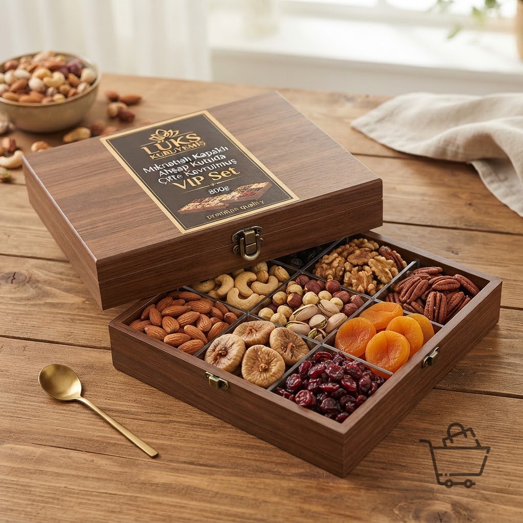 Mıknatıs Kapaklı Ahşap Kutuda Çifte Kavrulmuş VIP Set 800g