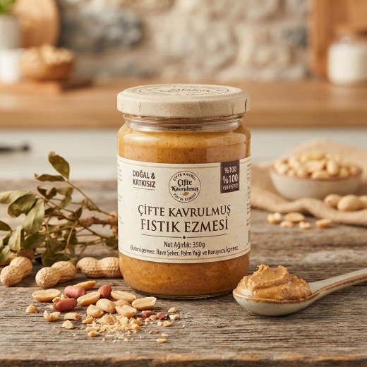 %100 Doğal Çifte Kavrulmuş Fıstık Ezmesi 350g