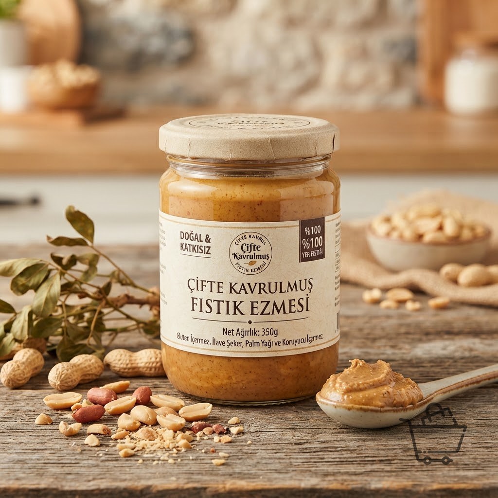 %100 Doğal Çifte Kavrulmuş Fıstık Ezmesi 350g