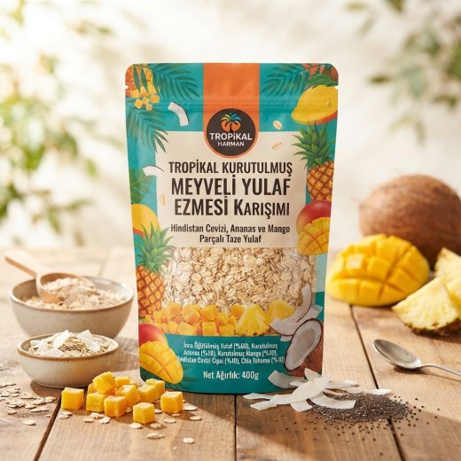 Tropikal Kurutulmuş Meyveli Yulaf Ezmesi Karışımı 400g