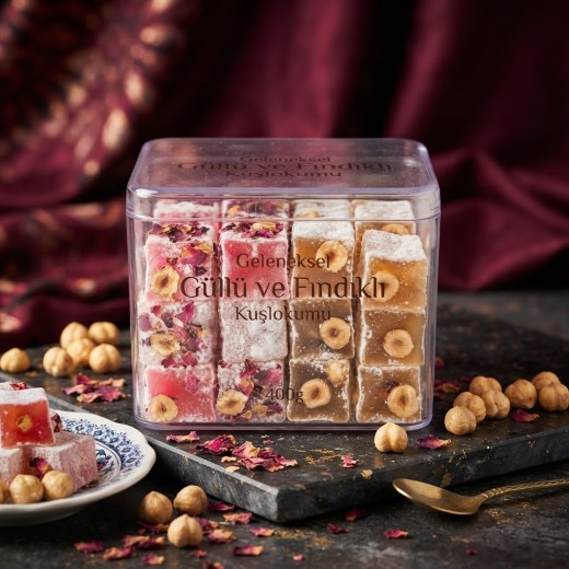 Geleneksel Güllü ve Fındıklı Kuşlokumu 400g