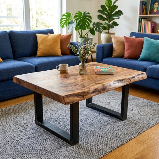 Loft Masif Ahşap Kütük Orta Sehpa
