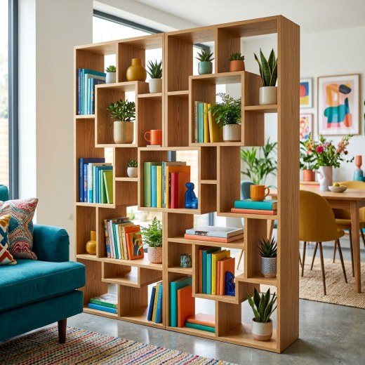 Cube Geometrik Bölmeli Tasarım Kitaplık