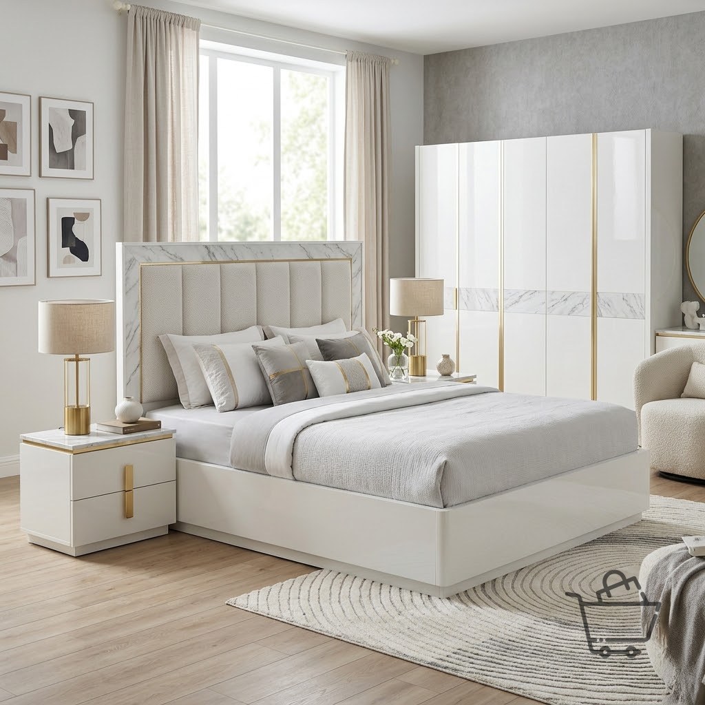 Vienna Premium Beyaz Lakeli Yatak Odası Takımı
