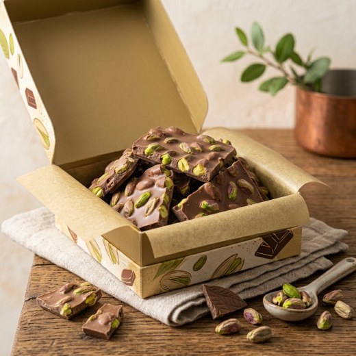 Antep Fıstıklı Dökme Yaprak Çikolata (500 gr)