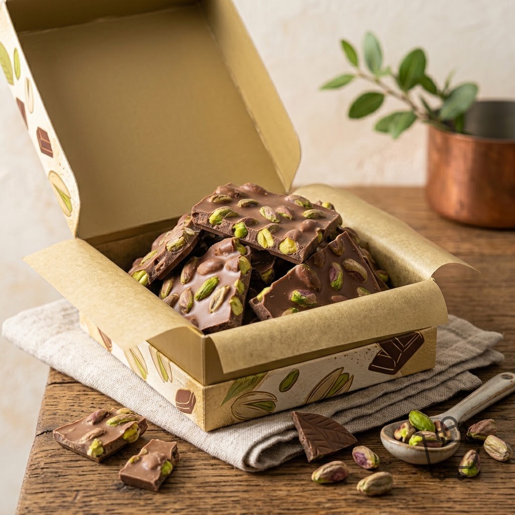 Antep Fıstıklı Dökme Yaprak Çikolata (500 gr)