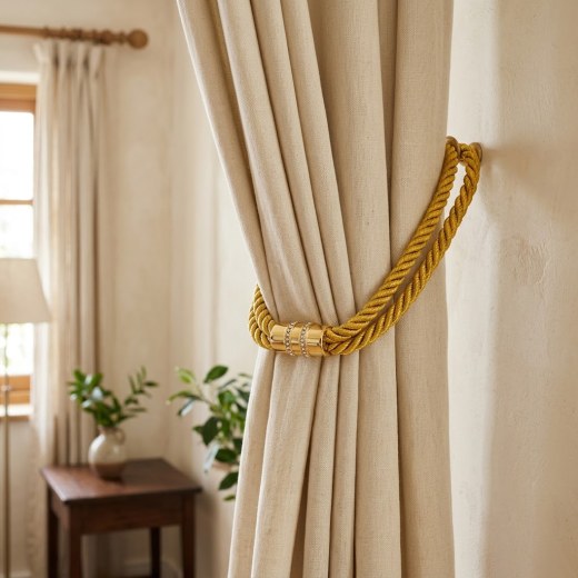 Magnetic Rope Curtain Tieback - Gold