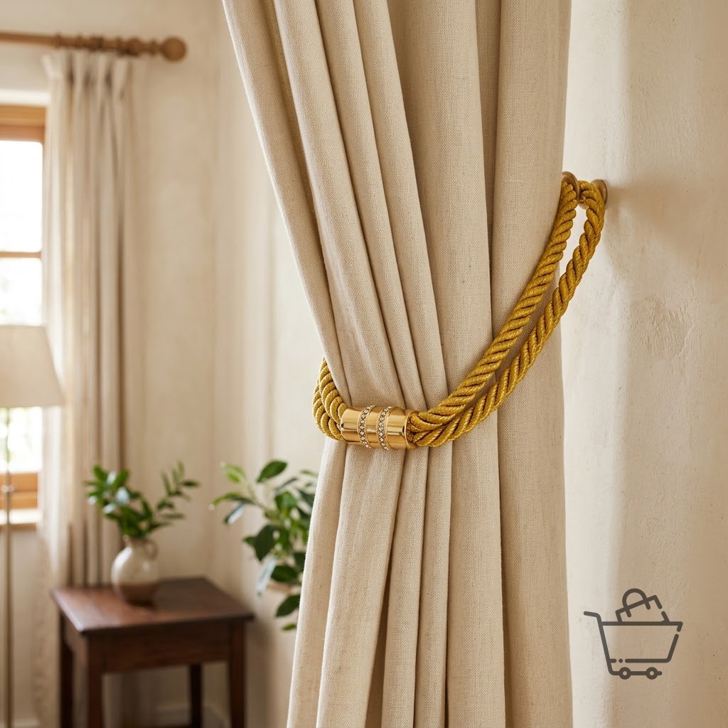 Magnetic Rope Curtain Tieback - Gold