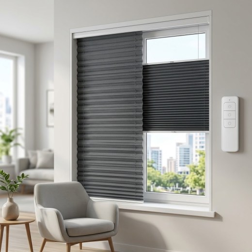 Motorized Smart Pleated Blind - Anthracite