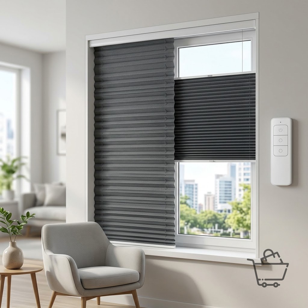 Motorized Smart Pleated Blind - Anthracite