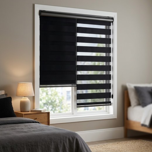 Double Sided Blackout Zebra Blind - Black
