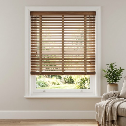Custom Size Wooden Venetian Blind 50mm - Walnut
