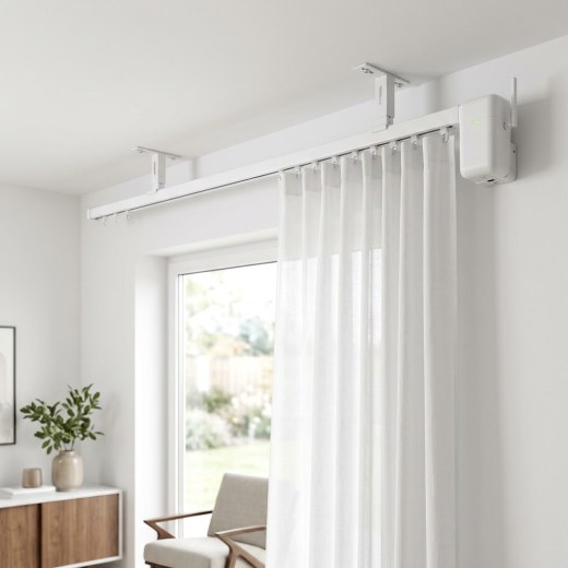 Electric Motorized Curtain Track System - White
