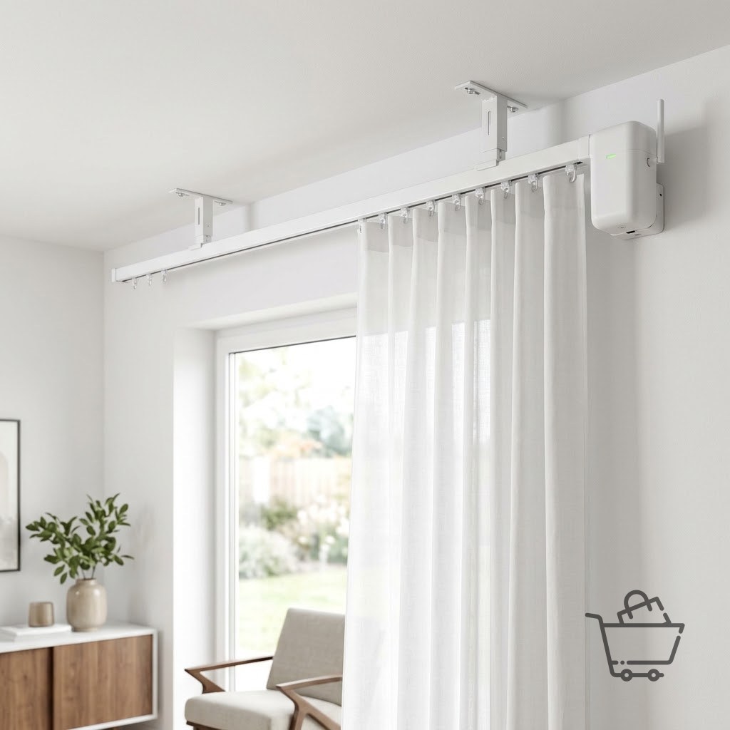 Electric Motorized Curtain Track System - White