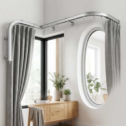 Flexible Bendable Aluminium Curtain Track - Silver