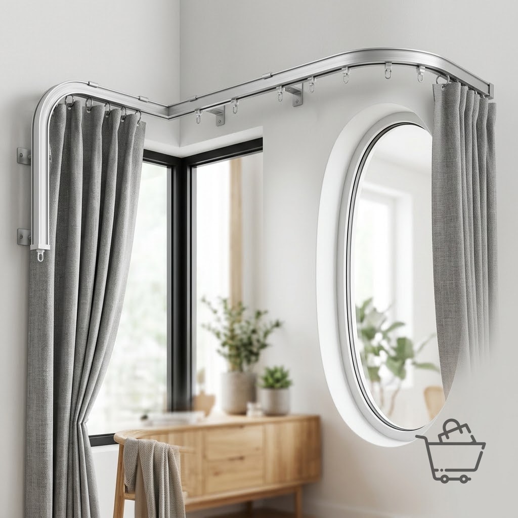 Flexible Bendable Aluminium Curtain Track - Silver