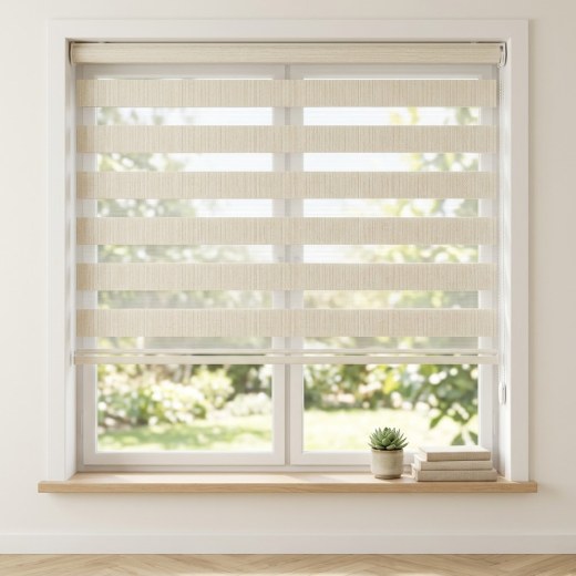 Bamboo Pattern Double Zebra Blind - Cream