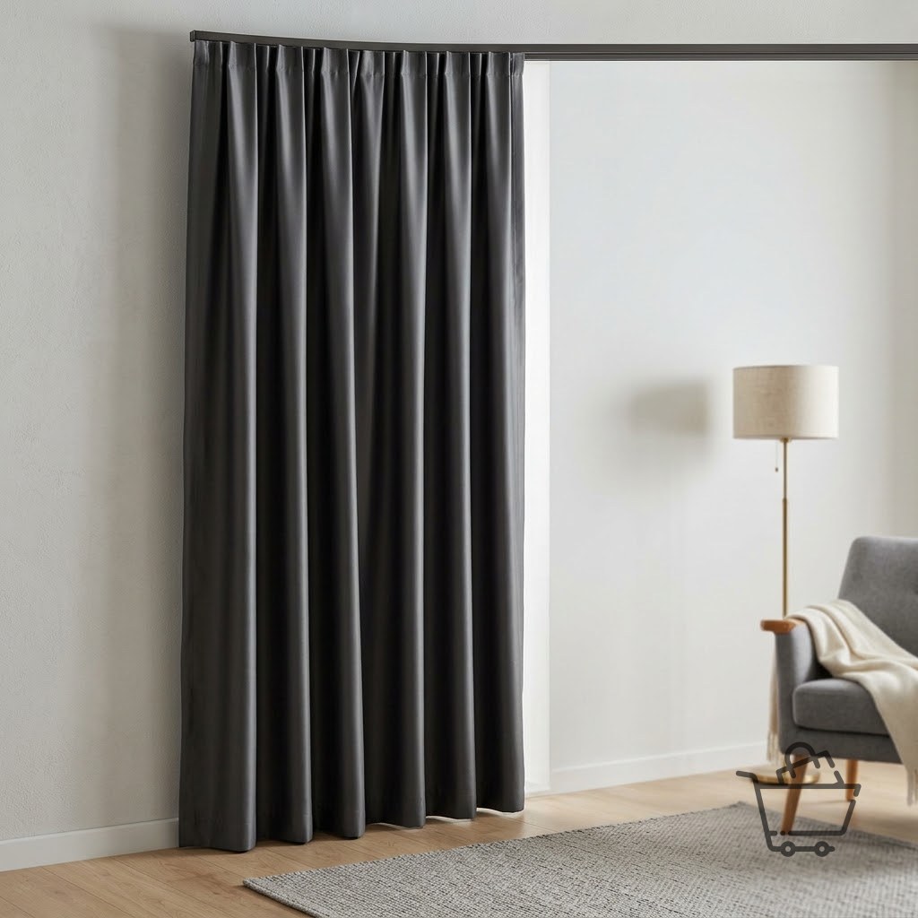 Minimalist Satin Backdrop Curtain - Anthracite