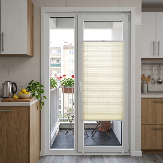 Kitchen Glass Balcony Pleated Blind - Cream