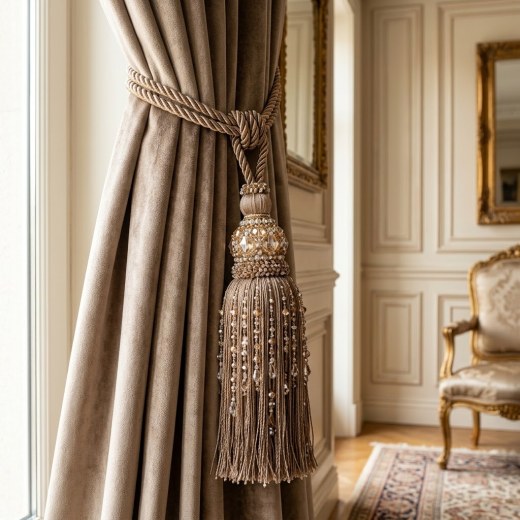 Classic Crystal Tassel Curtain Tieback - Mink