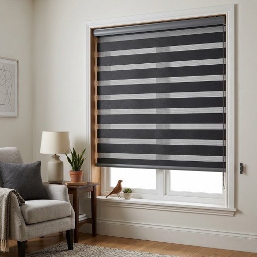 Blackout Feature Zebra Blind - Anthracite