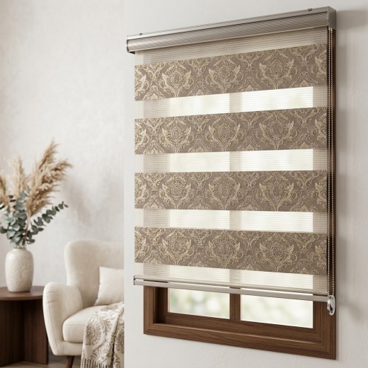 Glitter Jacquard Zebra Blind - Mink