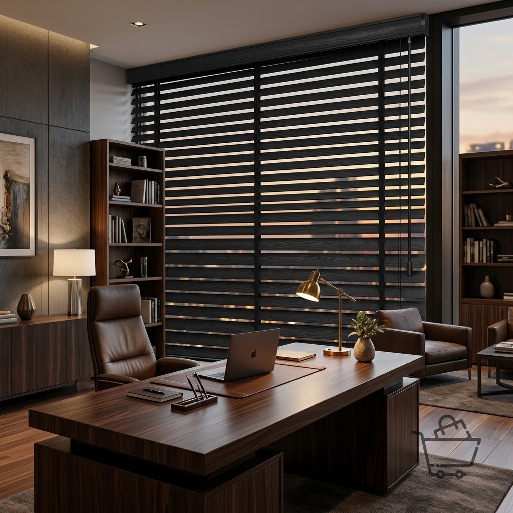 Faux Wood PVC Blind 50mm - Black