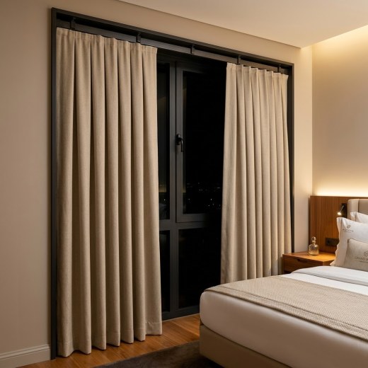 Fire Retardant Hotel Blackout Curtain - Beige