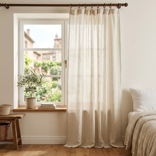 Linen French Voile Living Room Curtain - Ecru