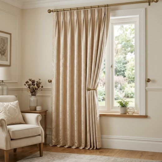 Custom Size Luxury Jacquard Curtain - Champagne